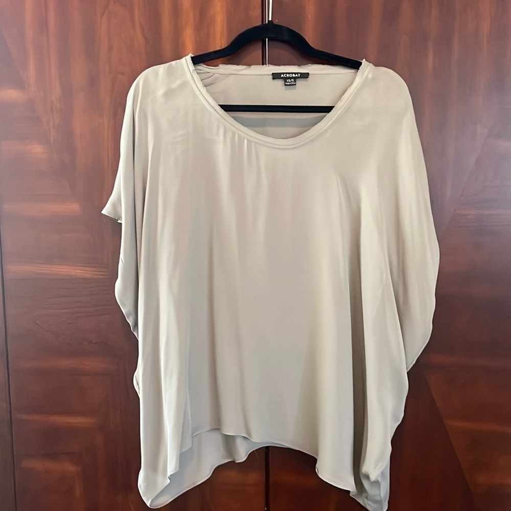 Acrobat Beige Silk Oversized Top